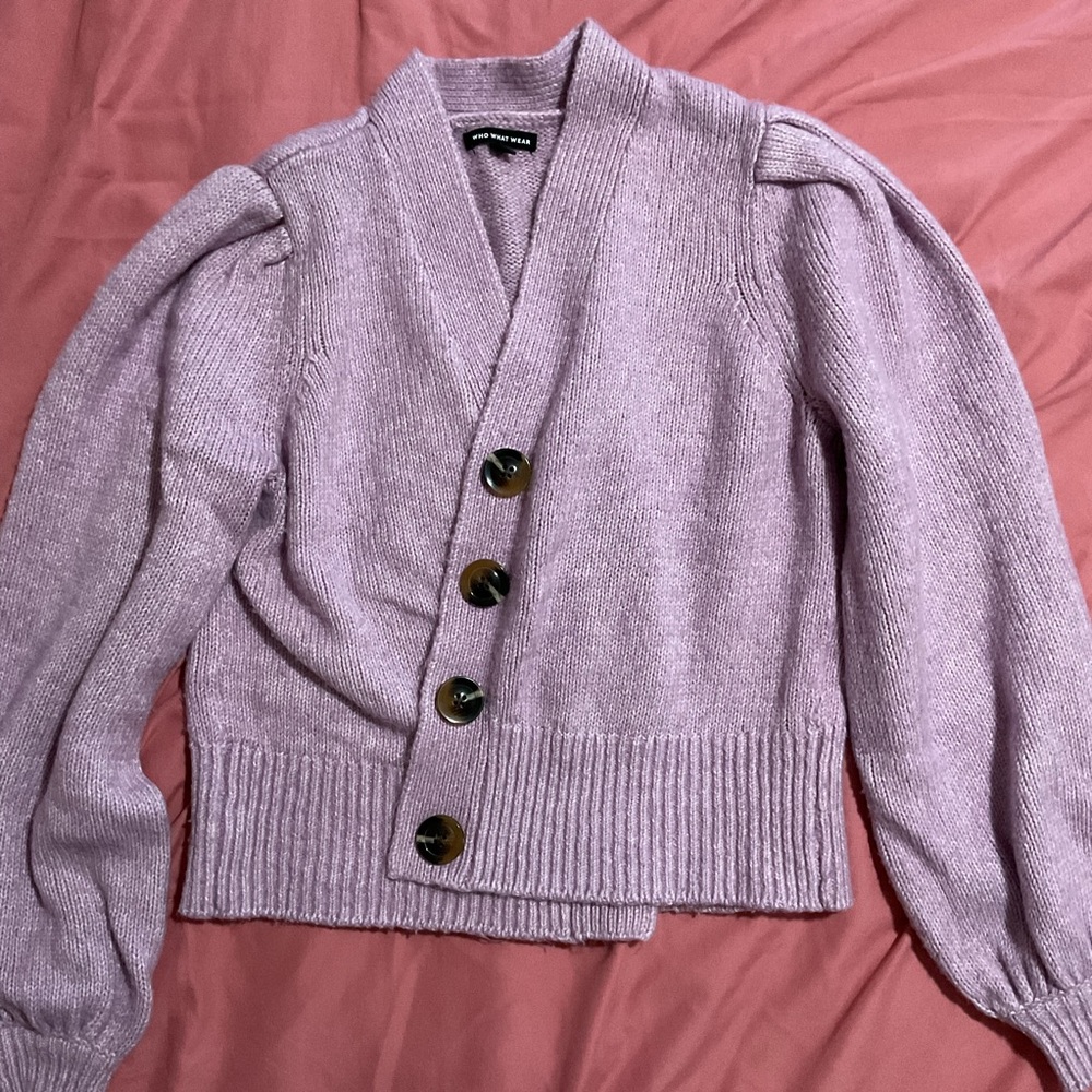 Who What Wear Lilac Button-Up Cardigan